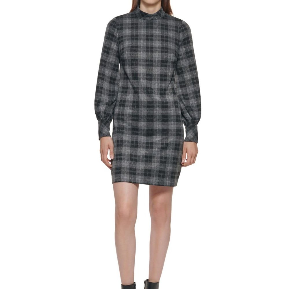 CALVIN KLEIN Plaid Above Knee Mini Dress